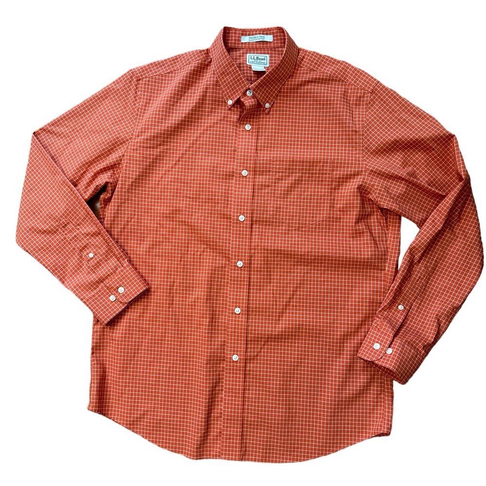 L.L. Bean Dress Shirt Men’s Button Down Size Large Wrinkle Free‎ Slightly Fitted
